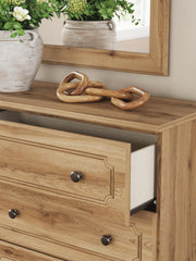 Aleaport Full Panel Bed with Mirrored Dresser in Warm Brown - PKG022635