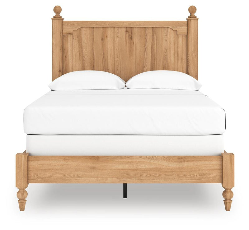 Aleaport Full Panel Bed with Mirrored Dresser in Warm Brown - PKG022635