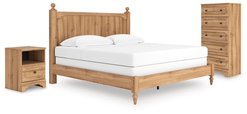 Aleaport King Panel Bed with Chest and Nightstand in Warm Brown - PKG022653