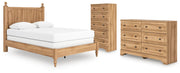 Aleaport Queen Panel Bed with Dresser and Chest in Warm Brown - PKG022644