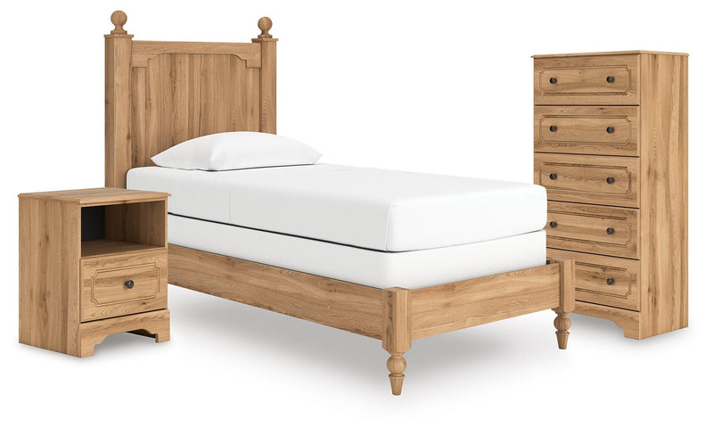 Aleaport Twin Panel Bed with Chest and Nightstand in Warm Brown - PKG022629