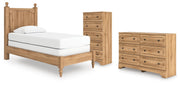 Aleaport Twin Panel Bed with Dresser and Chest in Warm Brown - PKG022628