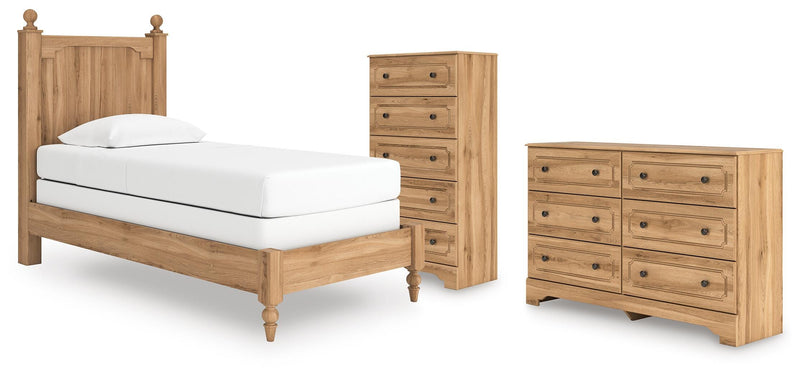 Aleaport Twin Panel Bed with Dresser and Chest in Warm Brown - PKG022628