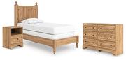 Aleaport Twin Panel Bed with Dresser and Nightstand in Warm Brown - PKG022634