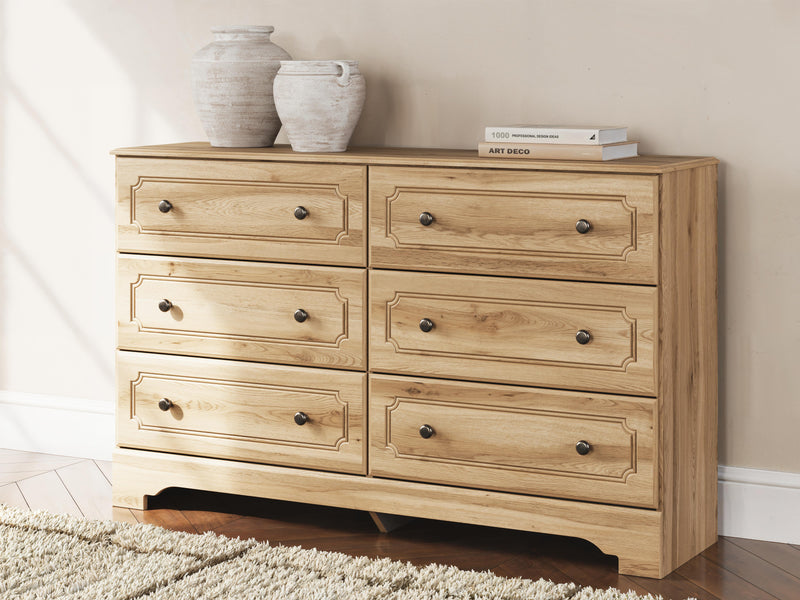 Aleaport Twin Panel Bed with Dresser in Warm Brown - PKG022633