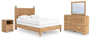 Aleaport Warm Brown Queen Panel Bed, Dresser, Mirror and Nightstand - PCB1075B9