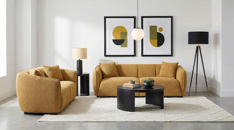 Aleisha 2-piece Fabric Upholstered Sofa Set Mustard Yellow - 503061-S2