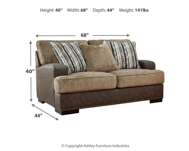 Alesbury Sofa, Loveseat, Chair and Ottoman in Chocolate - Gate FurnitureLiving Room Set
