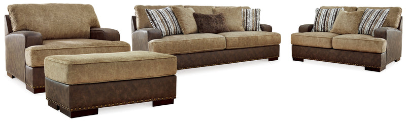 Alesbury Sofa, Loveseat, Chair and Ottoman in Chocolate - Gate FurnitureLiving Room Set