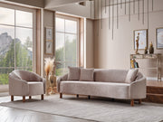 Alessa 4-pieces (2 Sofa & 2 Chair) Livingroom Set Cream in Cream - 101-ALE-SZ245-3311