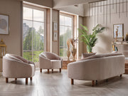 Alessa 4-pieces (2 Sofa & 2 Chair) Livingroom Set Cream in Cream - 101-ALE-SZ245-3311