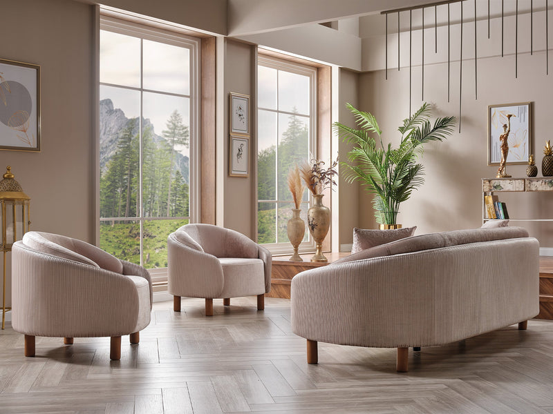 Alessa 4-pieces (2 Sofa & 2 Chair) Livingroom Set Cream in Cream - 101-ALE-SZ245-3311