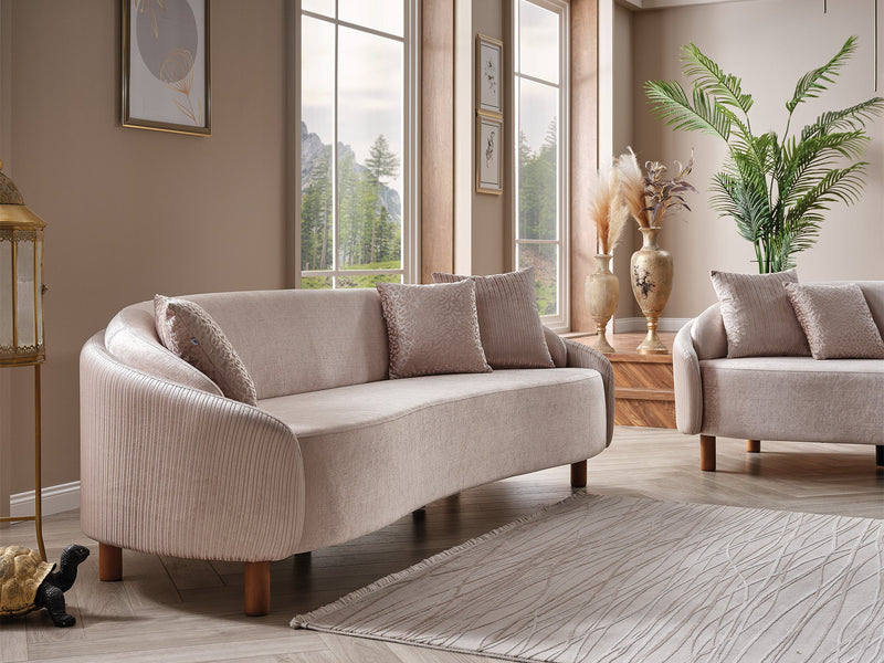 Alessa 4-pieces (2 Sofa & 2 Chair) Livingroom Set Cream in Cream - 101-ALE-SZ245-3311