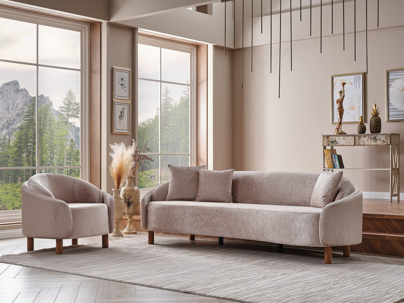 Alessa 4-pieces (2 Sofa & 2 Chair) Livingroom Set Cream in Cream - 101-ALE-SZ553-3311