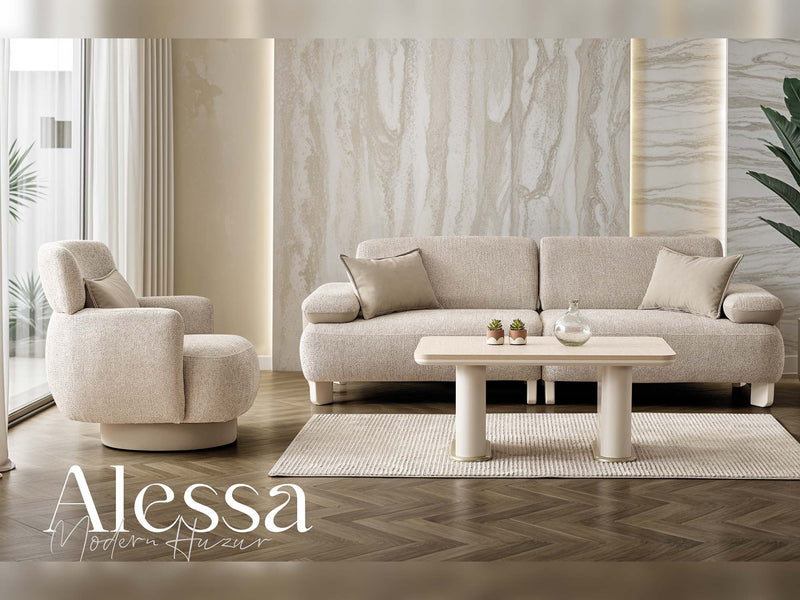 Alessa Al 4-pieces (2 Sofa & 2 Chair) Livingroom in Cream - 200-ALT-ALE-3311