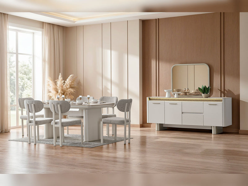 Alessa Al Diningroom (Consol With Mirror & Dining Table & 6 Dining Chair) - 200-ALT-ALS-DT-6-SET