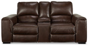 Alessandro Walnut Power Reclining Loveseat with Console - U2550218
