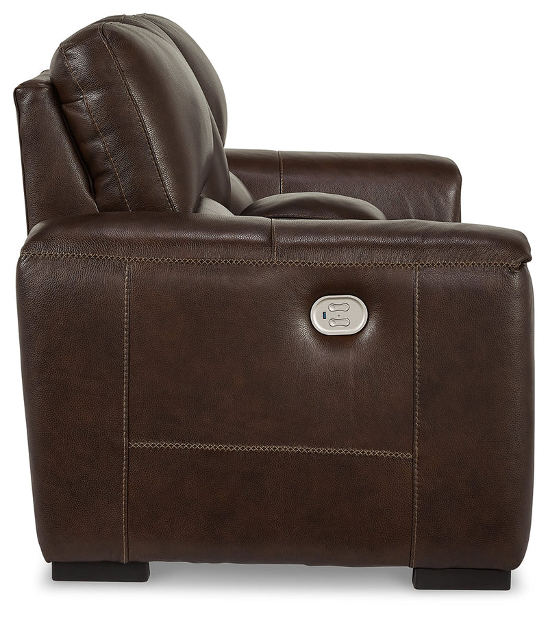 Alessandro Walnut Power Reclining Loveseat with Console - U2550218