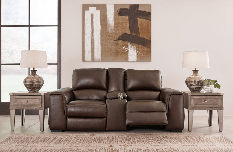 Alessandro Walnut Power Reclining Loveseat with Console - U2550218