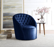Alessio Velvet Upholstered Swivel Accent Chair in Blue - 501Navy