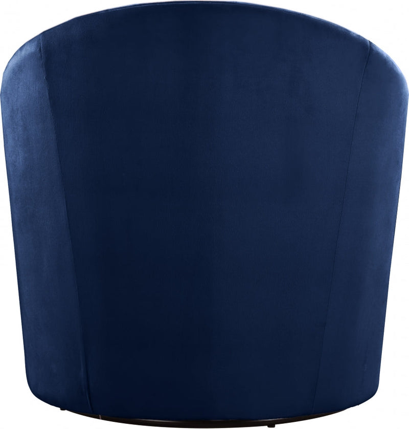 Alessio Velvet Upholstered Swivel Accent Chair in Blue - 501Navy