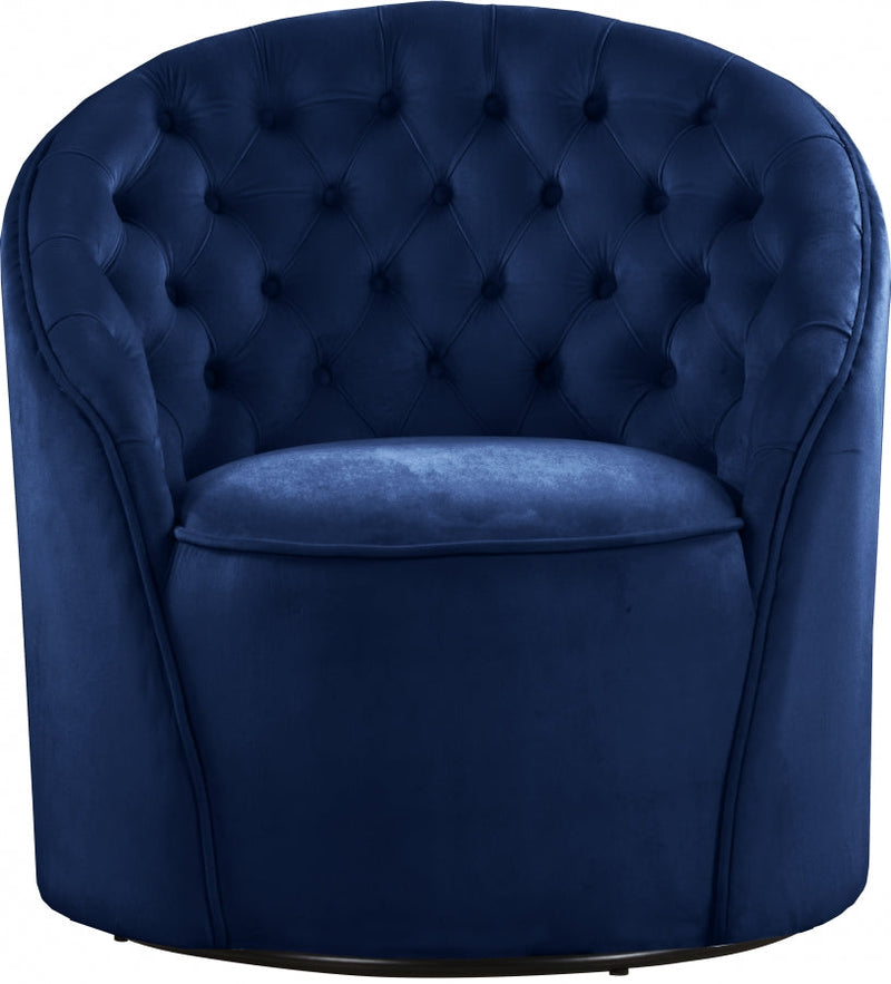 Alessio Velvet Upholstered Swivel Accent Chair in Blue - 501Navy