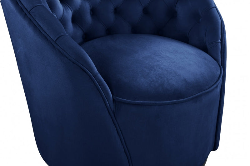Alessio Velvet Upholstered Swivel Accent Chair in Blue - 501Navy