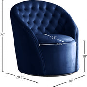 Alessio Velvet Upholstered Swivel Accent Chair in Blue - 501Navy