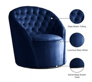 Alessio Velvet Upholstered Swivel Accent Chair in Blue - 501Navy