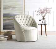 Alessio Velvet Upholstered Swivel Accent Chair in Cream - 501Cream