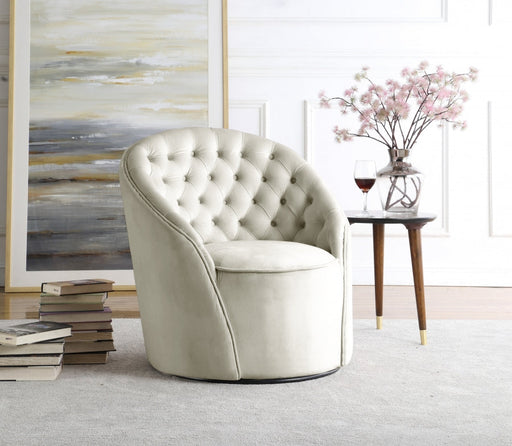 Alessio Velvet Upholstered Swivel Accent Chair in Cream - 501Cream