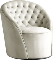 Alessio Velvet Upholstered Swivel Accent Chair in Cream - 501Cream