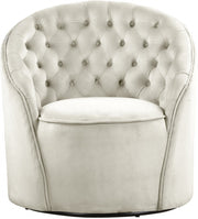 Alessio Velvet Upholstered Swivel Accent Chair in Cream - 501Cream