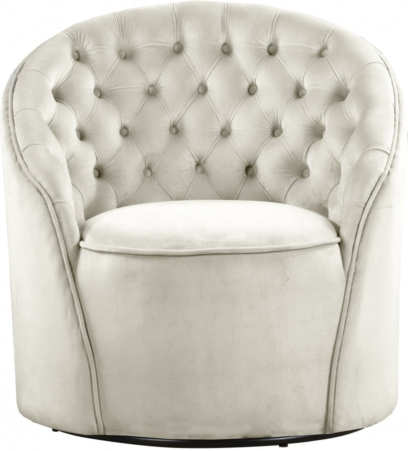 Alessio Velvet Upholstered Swivel Accent Chair in Cream - 501Cream