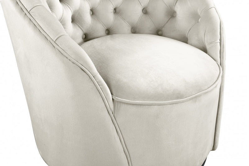 Alessio Velvet Upholstered Swivel Accent Chair in Cream - 501Cream