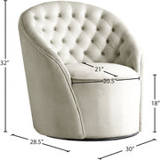 Alessio Velvet Upholstered Swivel Accent Chair in Cream - 501Cream