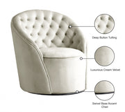 Alessio Velvet Upholstered Swivel Accent Chair in Cream - 501Cream