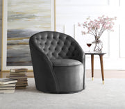 Alessio Velvet Upholstered Swivel Accent Chair in Grey - 501Grey