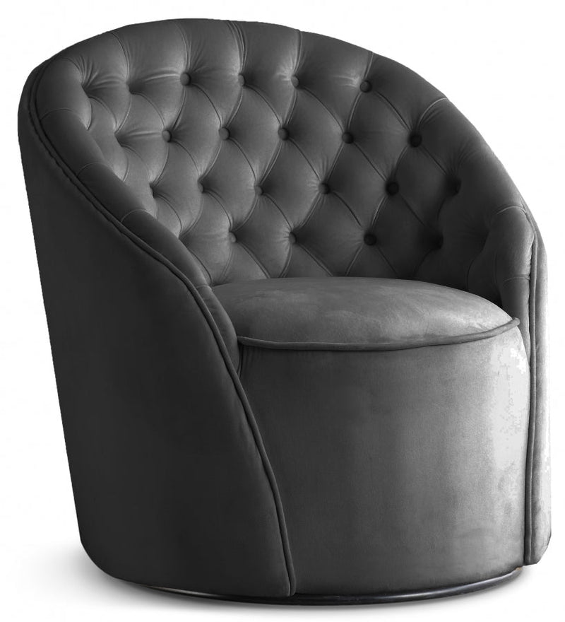 Alessio Velvet Upholstered Swivel Accent Chair in Grey - 501Grey