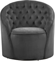 Alessio Velvet Upholstered Swivel Accent Chair in Grey - 501Grey