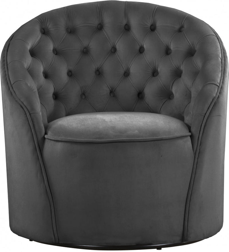 Alessio Velvet Upholstered Swivel Accent Chair in Grey - 501Grey