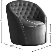Alessio Velvet Upholstered Swivel Accent Chair in Grey - 501Grey