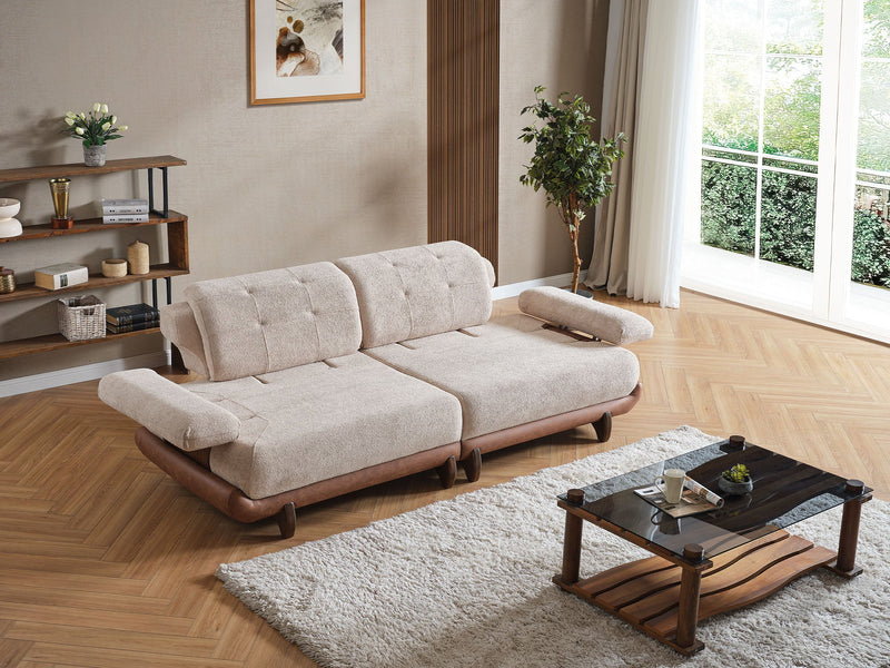 Alexa 4-pieces (Sofa & Module Sofa & 2 Chair) Livingroom Set Cream in Cream - 101-URL-ANG20-3M311