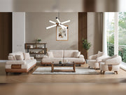Alexa 4-pieces (Sofa & Module Sofa & 2 Chair) Livingroom Set Cream in Cream - 101-URL-ANG20-3M311