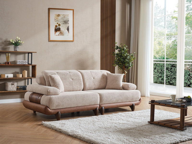 Alexa 4-pieces (Sofa & Module Sofa & 2 Chair) Livingroom Set Cream in Cream - 101-URL-ANG20-3M311