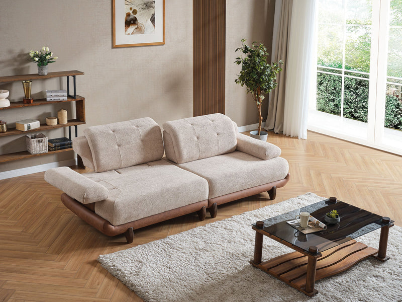 Alexa 4-pieces (Sofa & Module Sofa & 2 Chair) Livingroom Set Cream in Cream - 101-URL-ANG20-3M311