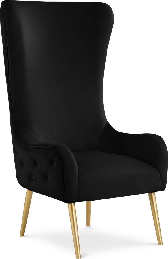 Alexander Velvet Upholstered Accent Chair in Black - 536Black