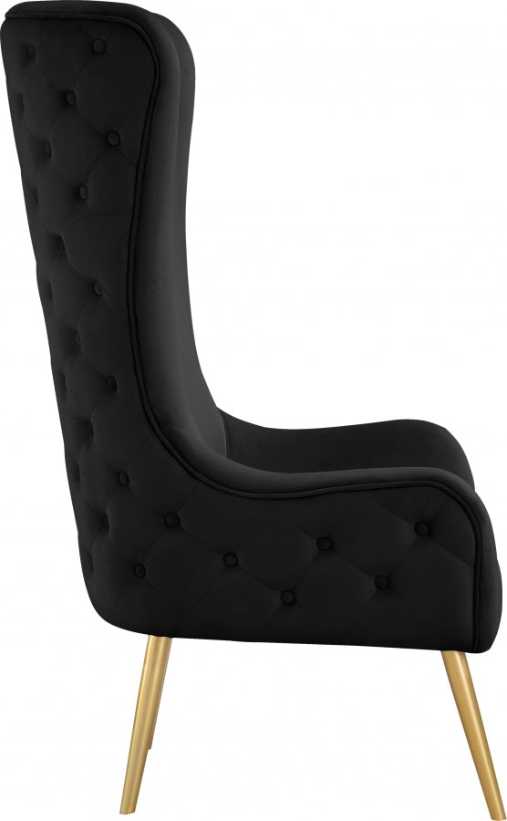 Alexander Velvet Upholstered Accent Chair in Black - 536Black