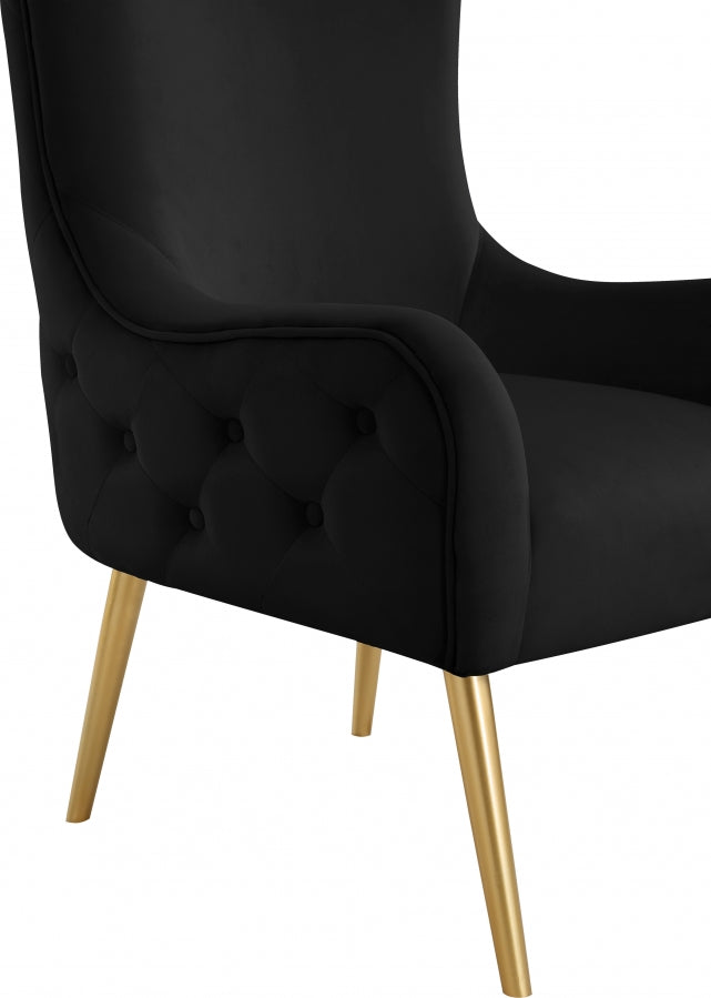 Alexander Velvet Upholstered Accent Chair in Black - 536Black