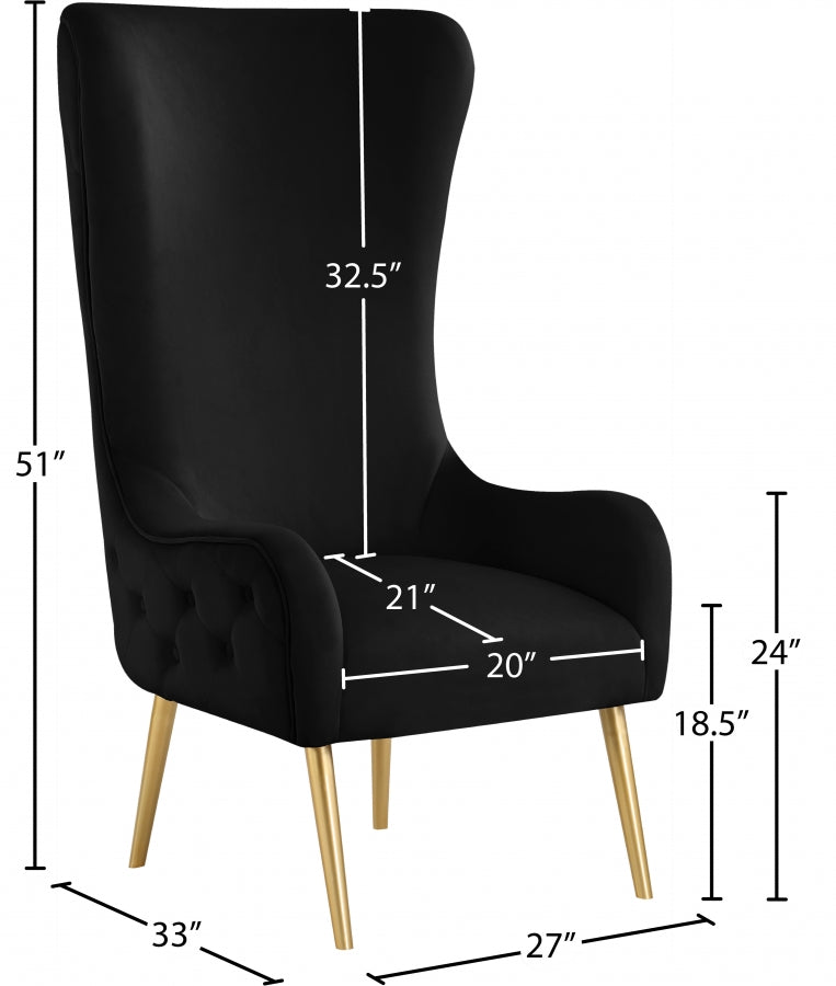 Alexander Velvet Upholstered Accent Chair in Black - 536Black